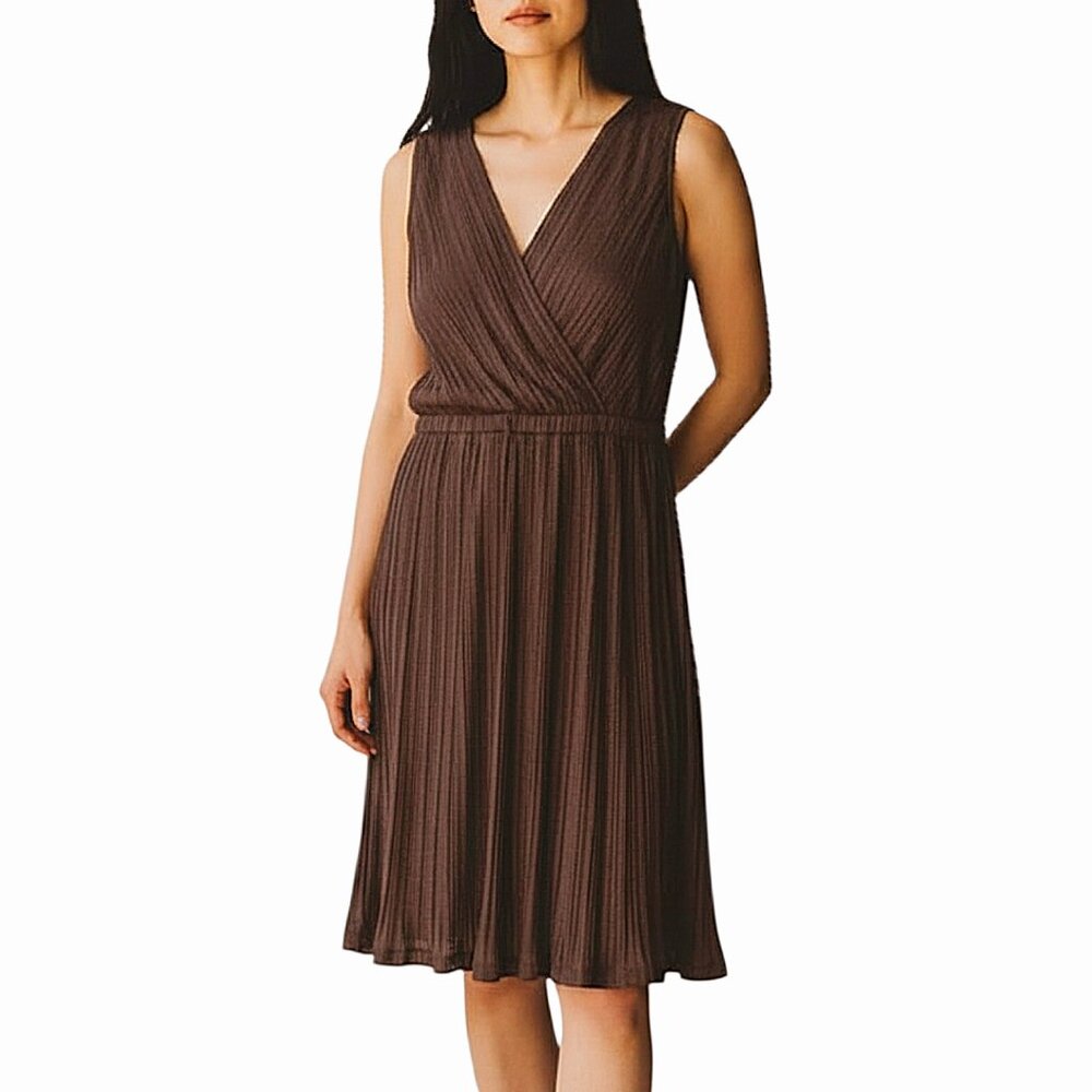 Banana Republic NWT Sleeveless V-Neck Pleated Knit Dress Work/Office/Casual - S